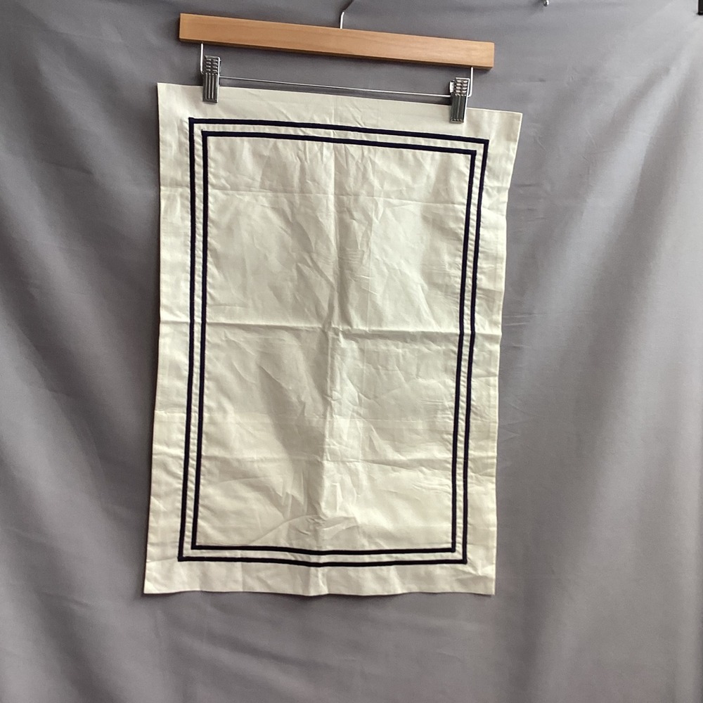 Restoration Hardware Italian Hotel Boudoir‎ Sham Ivory Satin Stitch Cream Navy